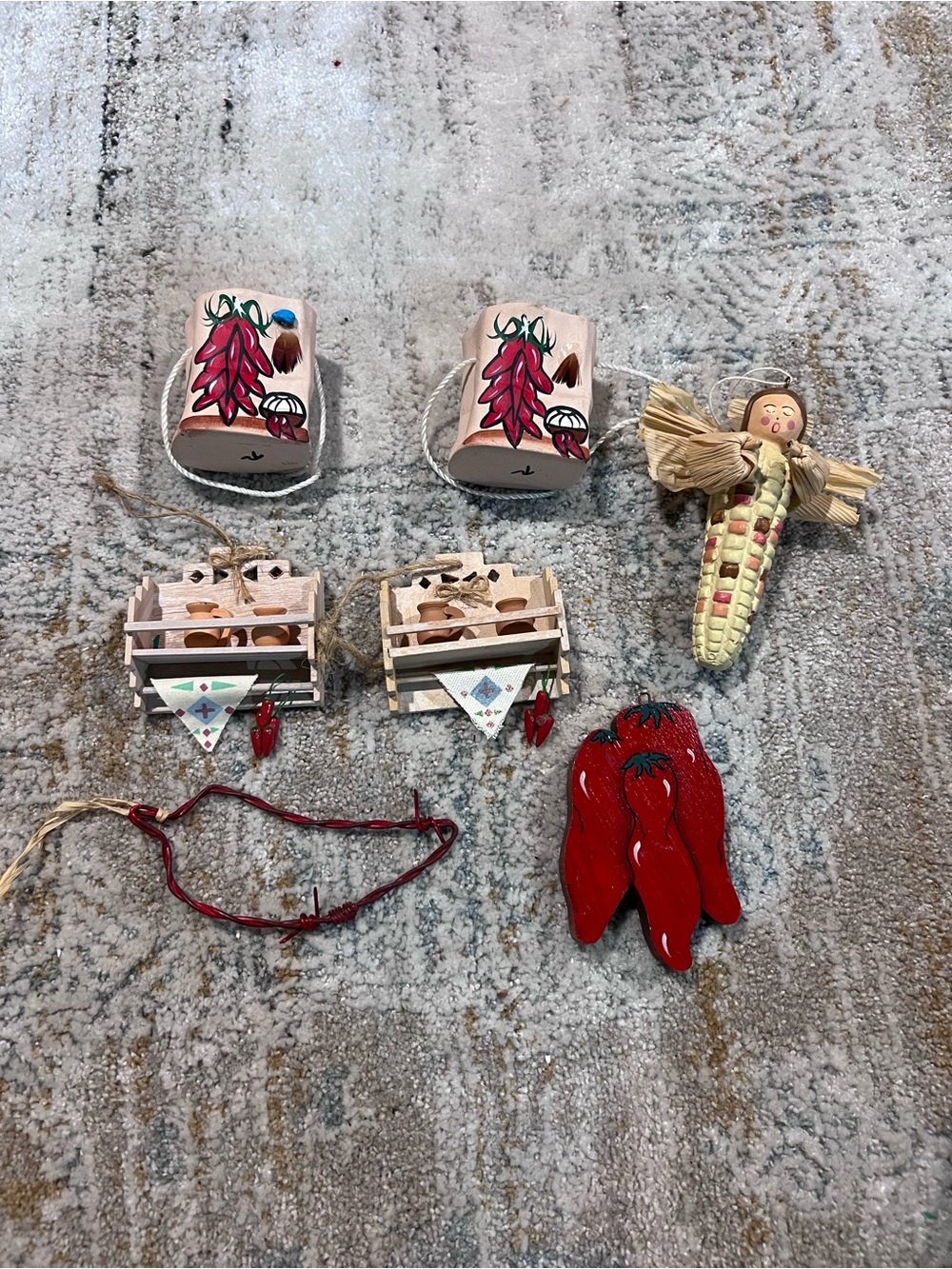 Hand-Painted Red Chili Pepper Ornament lot of 7 z99